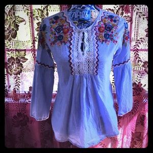 Zara Boho Top 3/4 Sleeve Size Small
